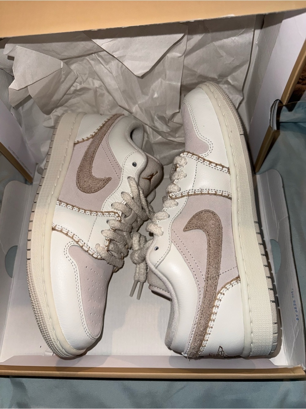Jordan Women’s Low-Top Sneakers in White and Taupe